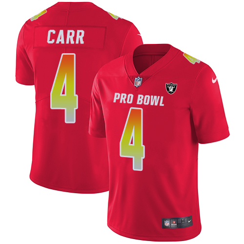 Nike Raiders #4 Derek Carr Red Men's Stitched NFL Limited AFC 2018 Pro Bowl Jersey - Click Image to Close